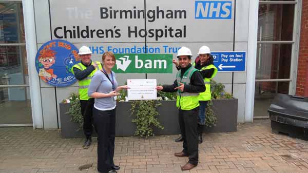 Bam outside Birmingham Childrens hospital