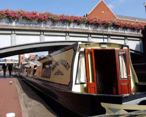 Canal boat at Brindley Place, Birmingham