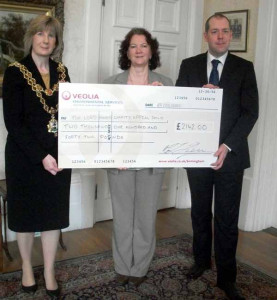 (Left to right) The Lord Mayor of Birmingham Anita Ward Jane Britton, County Manager, The Royal British Legion Mark Heesom, General Manager, Veolia Environmental Services