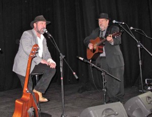 Chuck Micallef and Tony Barrett onstage at Bookmark Bloxwich Theatre