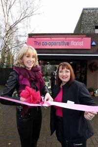 Emma Jesson cuts the ribbon with Jane Carter-Bishton, Team Leader, The Co-operative Florist, Stirchley.