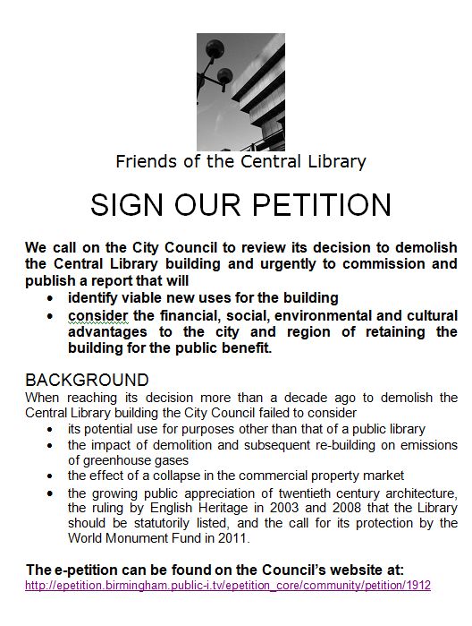 Friends of the central library petition