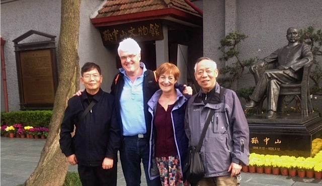 Sheilagh Mathieson (second from right) with husband Chris and Shanghai friends