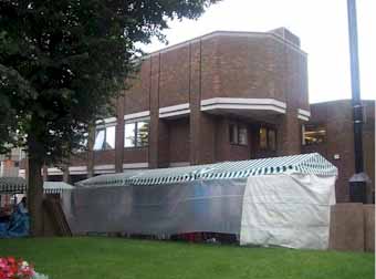 Madin's Redditch library exterior from the Market Place