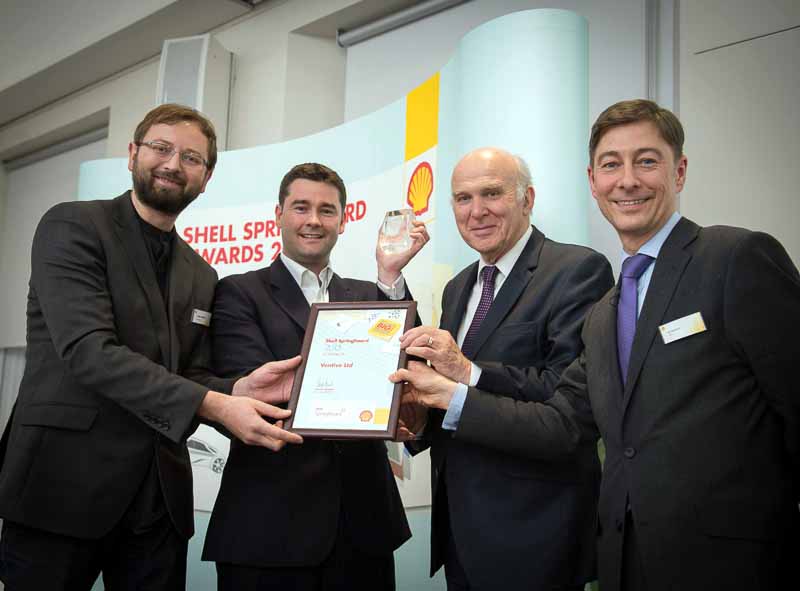 Tom Limpinski & Rob Morrison of Ventive, Vince Cable - Secretary of State for Business, Innovation & Skills, and Ed Daniels - Chairman of Shell UK Ltd
