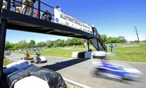 Battery-powered karts competing in last year’s evGrandPrix (credit: Andrew Hancock, Purdue University)